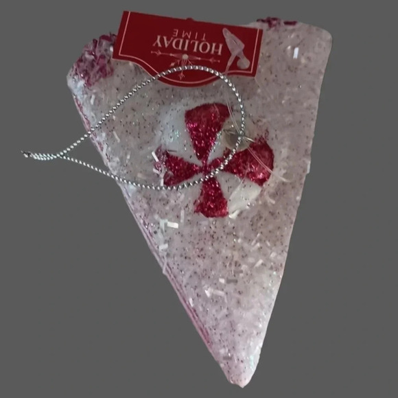 Holiday time peppermint cake slice and cupcake christmas ornaments set of 2 - Picture 4 of 7